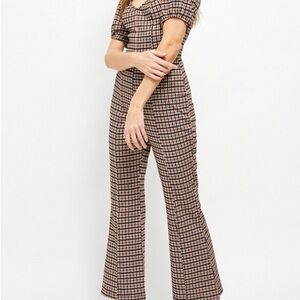 Free People Black knit Checkered Jumpsuit